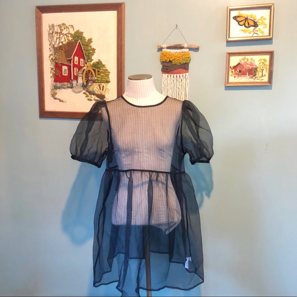 WILD FABLE PUFF SLEEVE SHEER DRESS